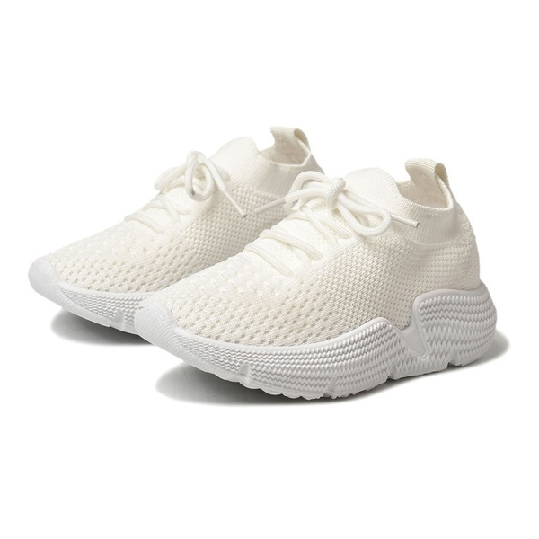 Kids Breathable Knitted Solid Lace-up Sneakers