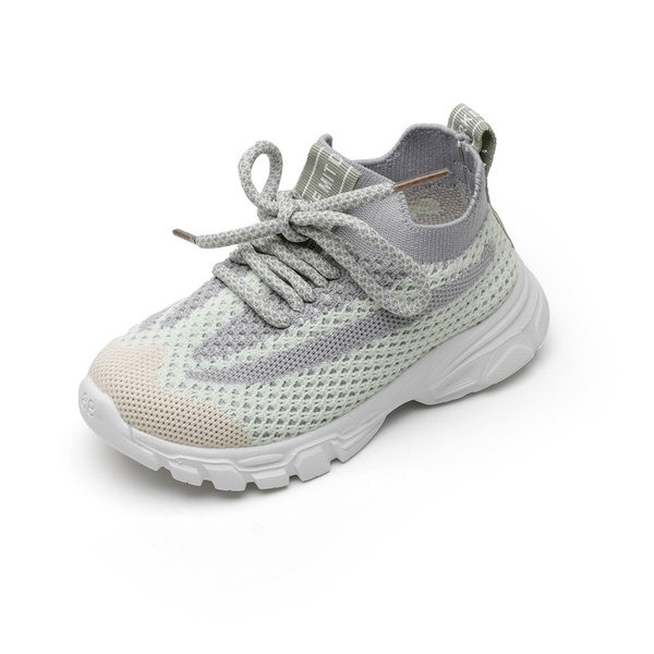 Toddler / Kids Breathable Knitted Striped Lace-up Sneakers