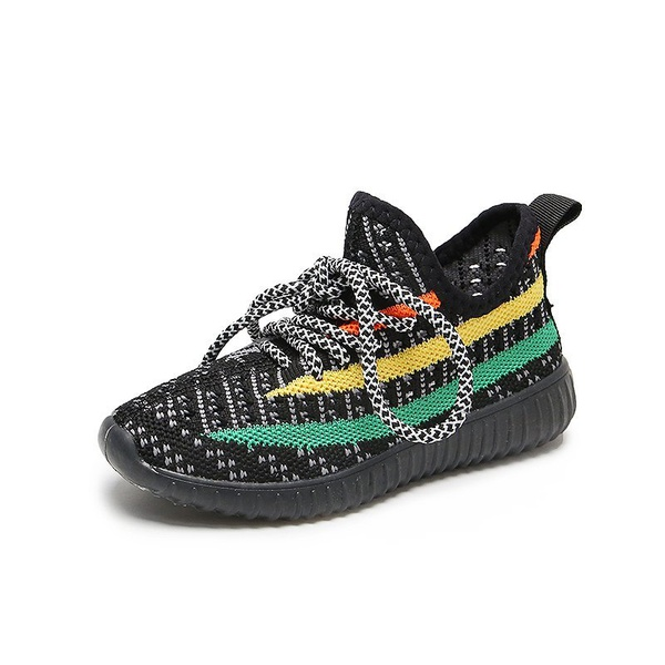 Toddler / Kids Breathable Knitted Striped Lace-up Sneakers
