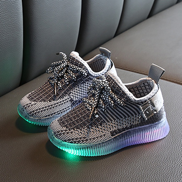 Toddler Boy / Girl Fashion Colorblock Knitted Led Shoes (Various colors)