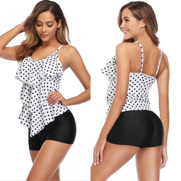 2-piece Dots Flounce Highwaist Swimsuit
