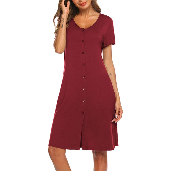 V Neck Solid Short-sleeve Pajama