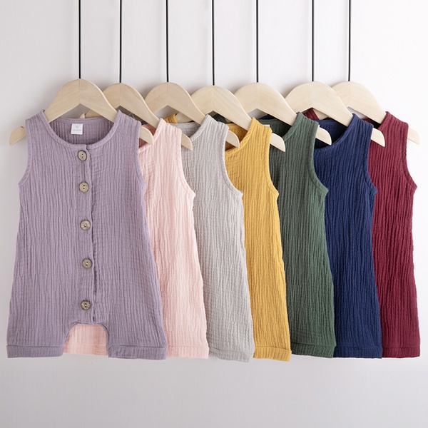 Baby/Toddler’s Seven Color Solid Round-collar Sleeveless Bodysuit