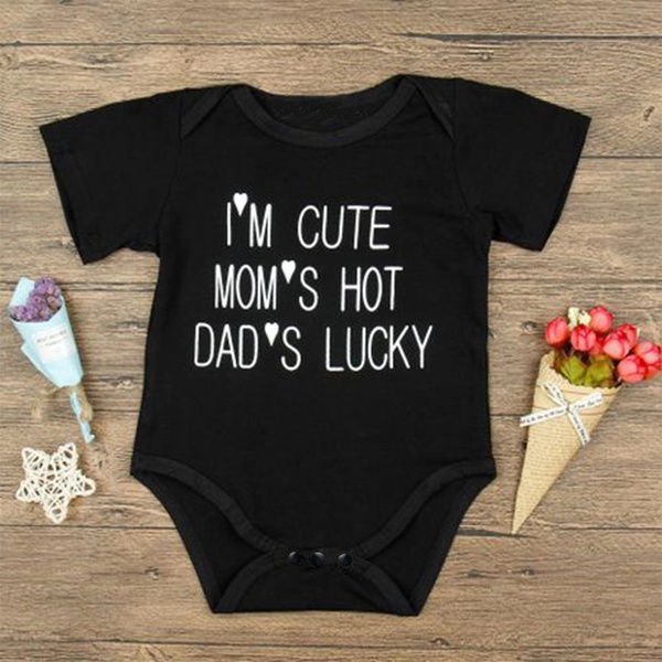 I’M CUTE MOM’S HOTDAD’S LUCKY’ Bodysuit for Baby