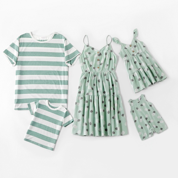 Mosaic Pineapple Series 100% Cotton Sets( Tank Dresses – Rompers – Stripe Tops)