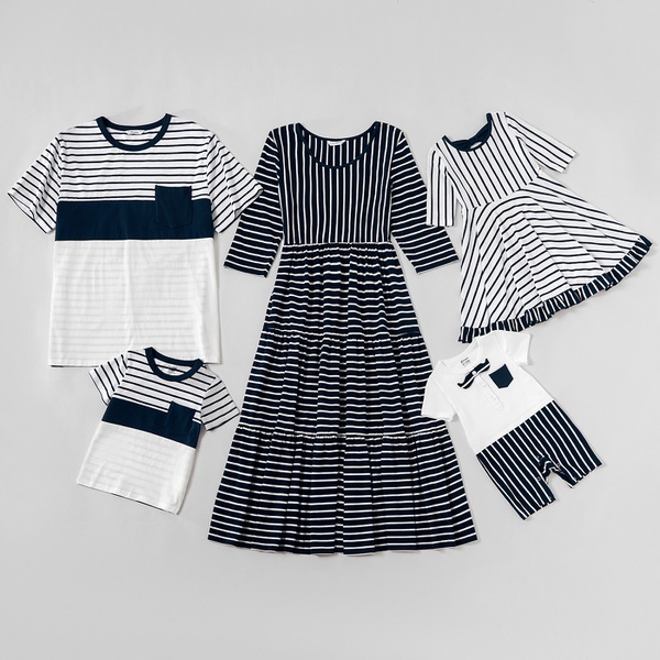 Mosaic Family Matching Striped Series Cotton Sets