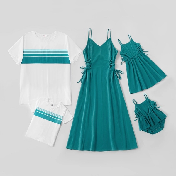 Mosaic Family Matching Turquoise 100% Cotton Sets (Tank Dresses – Rompers – Tops)