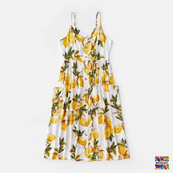Mosaic Family Matching Lemon Rayon Tank Dresses and T-shirts