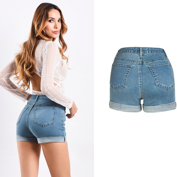 Pretty Solid Highwaist Shorts Jeans For women