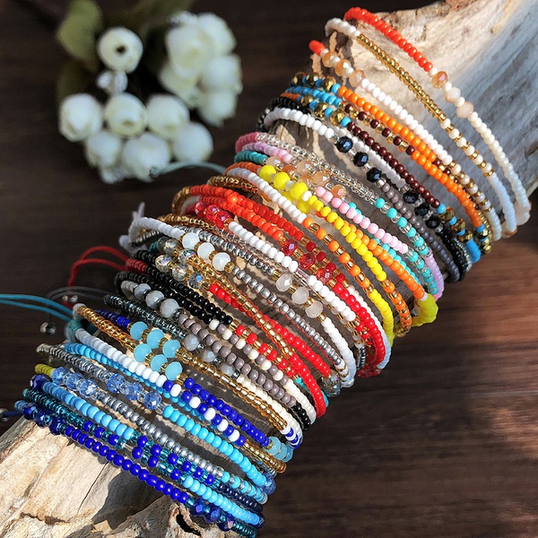 Bohemian Colorful Bead Bracelet Women Adjustable Handmade Bead Bracelet Friendship Gift