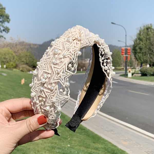 Ladies Lace Peral Design Turban Headband