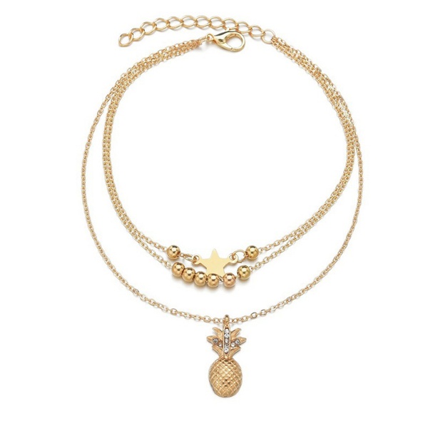 Fashion Pineapple Stars Anklets Bracelet Beads Anklet Women Leg Chain Bohemian Wave Foot Jewelry Gift