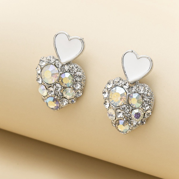 Super Shiny Heart-Shaped Earrings Women Simple Crystal Lovely Earrings Gift