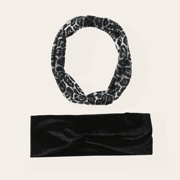 2 Pcs Leopard Print Elasticized Hairbands Set