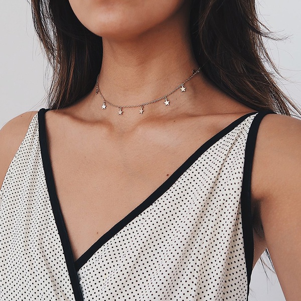 Women Gold Color Star Party Pendant Necklace Fashion Simple Ladies Pentagon-Star Jewelry Gifts
