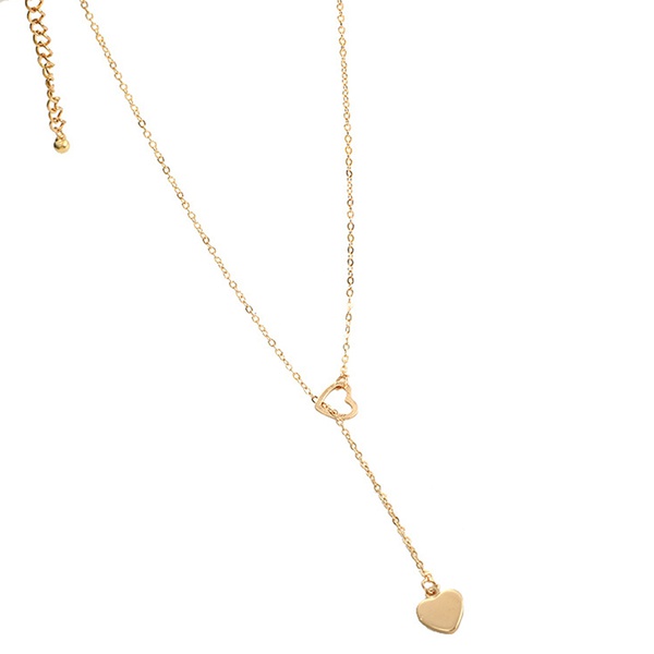 Women Gold Color Heart Party Pendant Necklace Fashion Simple Ladies Pentagon-Heart Jewelry Gifts