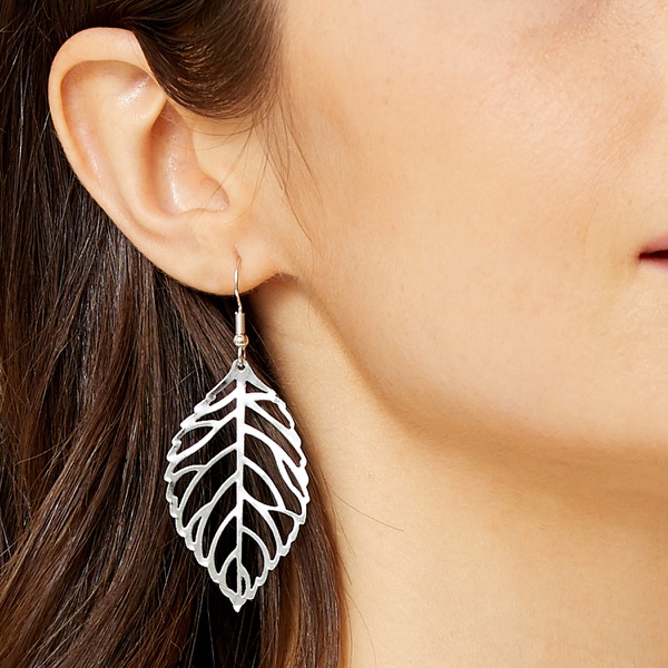 Beautiful Hollow out Leaf Design Alloy Earrings for Women