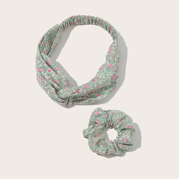 2 Pcs Flower Elasticized Hairbands Set
