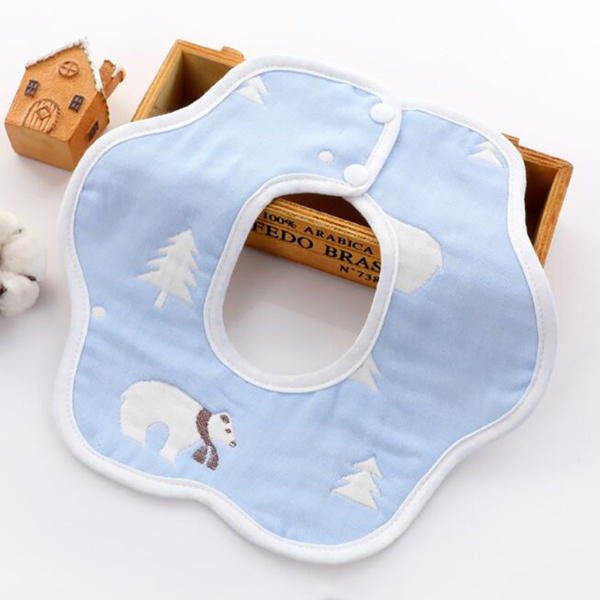 5-pcs Baby Bibs 360 Rotating Muslin Cotton Infant Saliva Bibs Cute Baby Gauze Bibs Infant