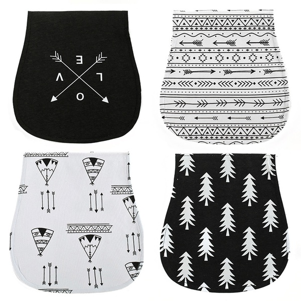 4 Pcs 3-layer Arrow Print Baby Burp Bibs Anti-Spitting Milk Pad Set