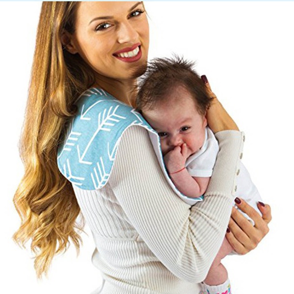 4 Pcs 3-layer Arrow Print Baby Burp Bibs Anti-Spitting Milk Pad Set
