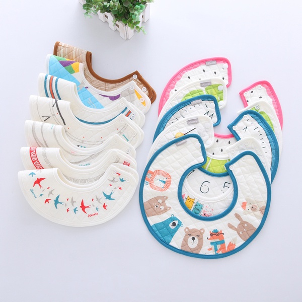 Cartoon Cute Baby Color Cotton Saliva Towel 360 degree Burp Baby Absorbent Bip
