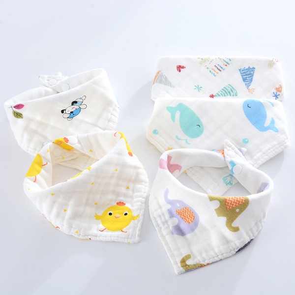 5-pcs Cartoon Print Cotton Baby Boys Girls Bibs Bebe Accessory Infant as gift