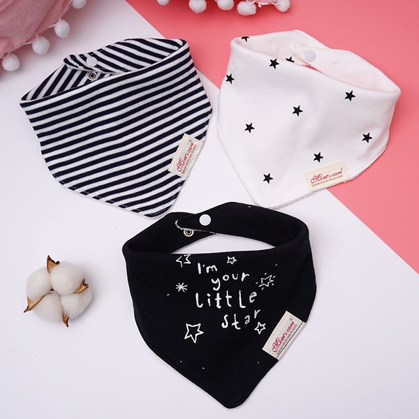 3-piece Letter Striped Stars Print Baby Cotton Cartoon Bib