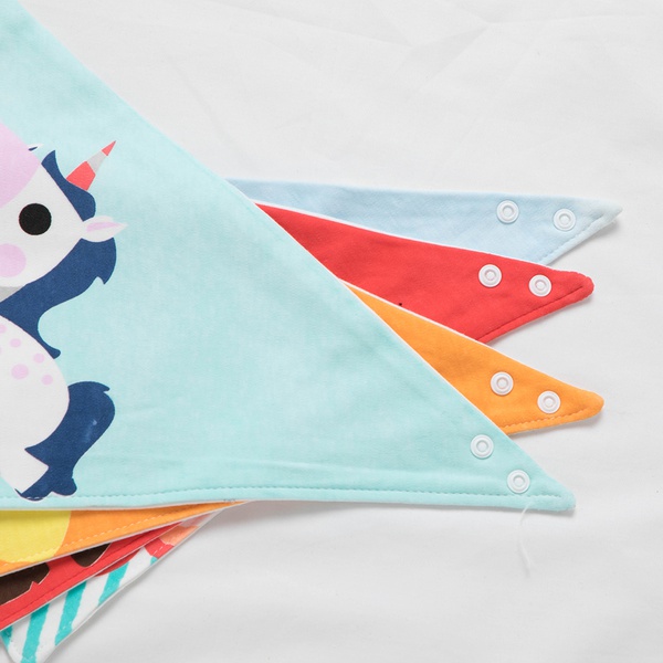 Baby Bibs Triangle Cotton Bibs Three-layer Waterproof Cartoon Print Bibs Baby Boys Girls Feeding Smock Infant Burp Cloth