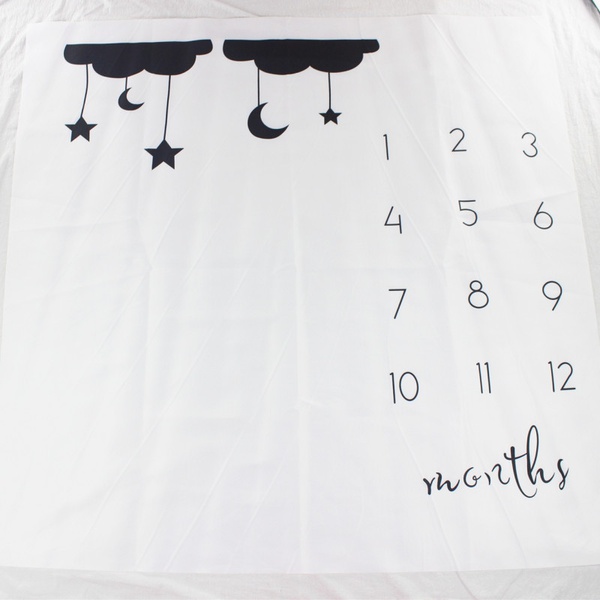 Cloud Print Monthly Baby Milestone Blanket Photography Background Prop