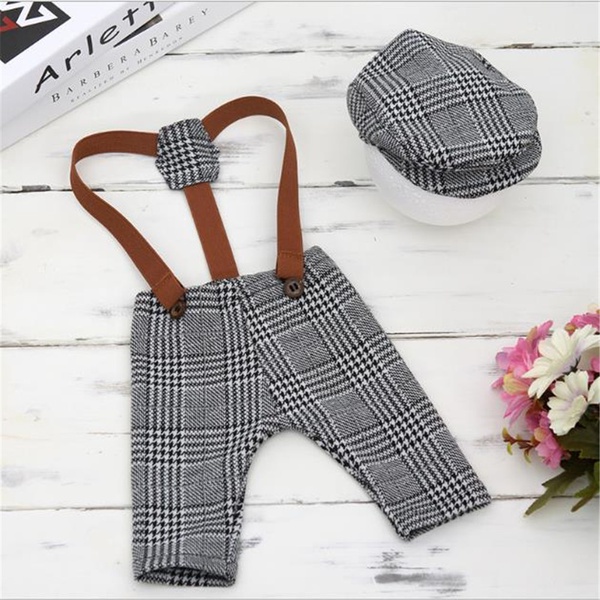 Baby Photography Props Cap Hat and Overalls Set