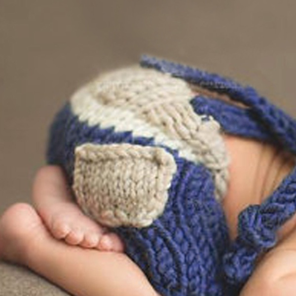 2-piece Long Tail Design Baby Photography Prop Hat and Overalls Set