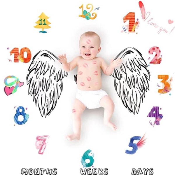 Wing Print Baby Milestone Blanket Photography Prop