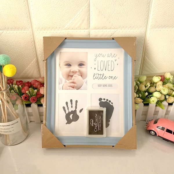 Newborn Baby Hand And Foot Print Mud Frame Baby Solid Wood Baby Souvenir Gift
