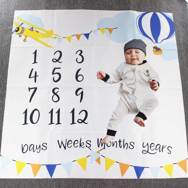 Plane Banner Print Baby Milestone Blanket Photography Background Prop