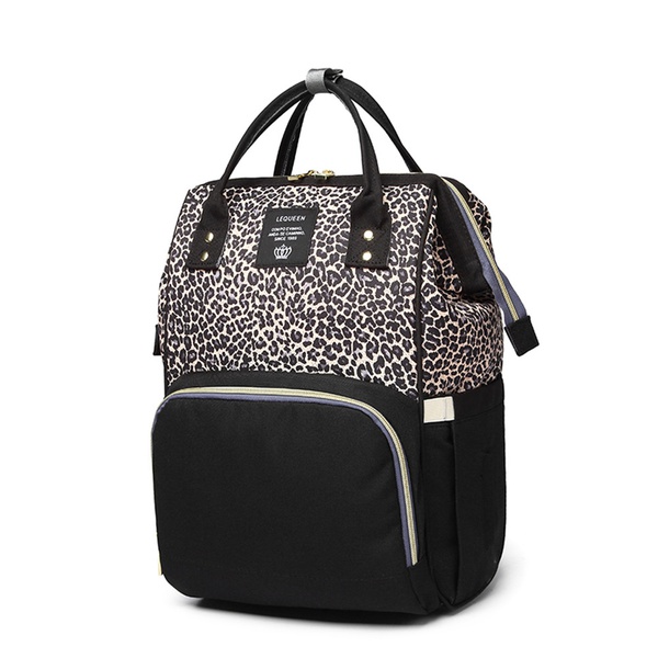 LEQUEEN Leopard Multi-functional Large Capacity Diaper Bag Backpack