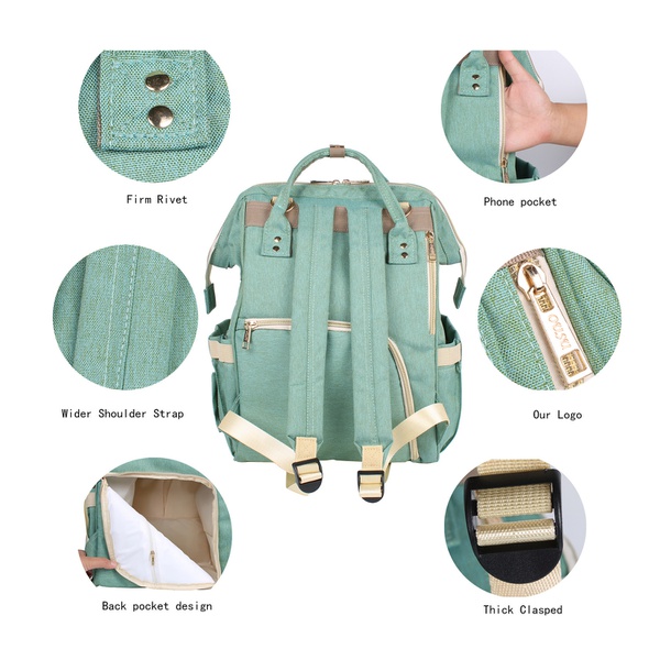 Solid USB Heating Large Capacity Diaper Bag Backpack