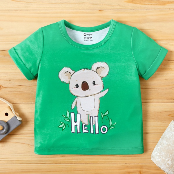 Baby Adorable Cartoon Animal Koala Letter Print Tee