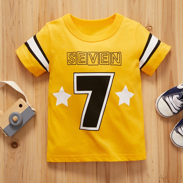 Baby Boy Cartoon Letter Print Tee