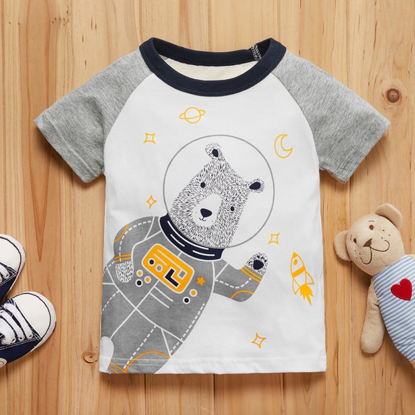 Baby Boy Casual Cartoon Bear Print Top