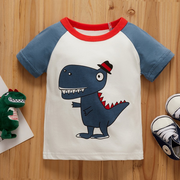 Baby Boy Cartoon Dinosaur Letter Print Tee