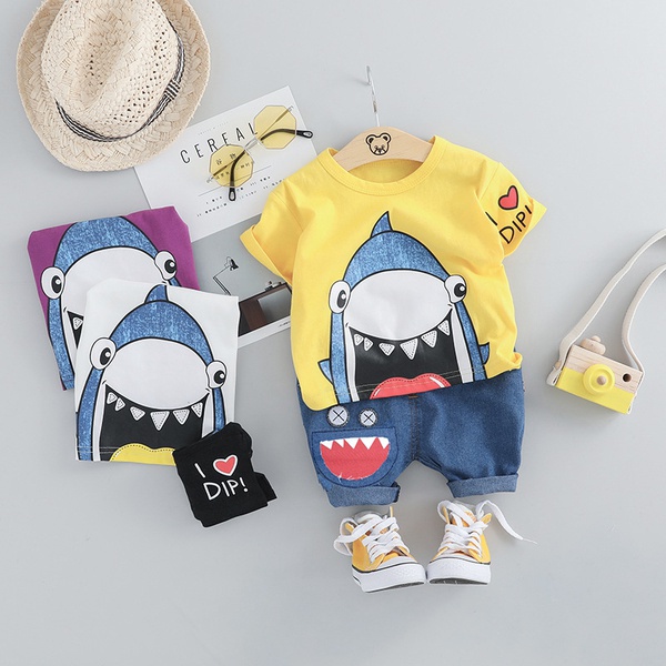 Baby/Toddler Boy’s Shark Pattern Top and Denim Pants