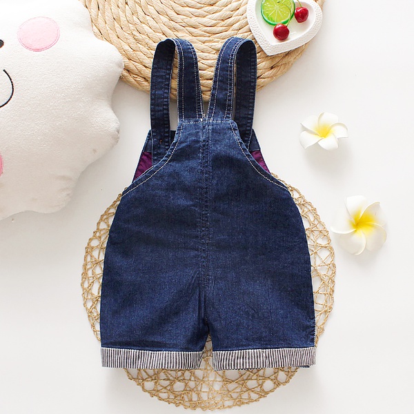 Trendy Monkey Applique Denim Overalls for Baby
