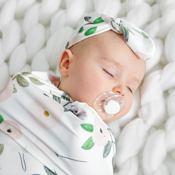 Floral Print Swaddle and Headband Set