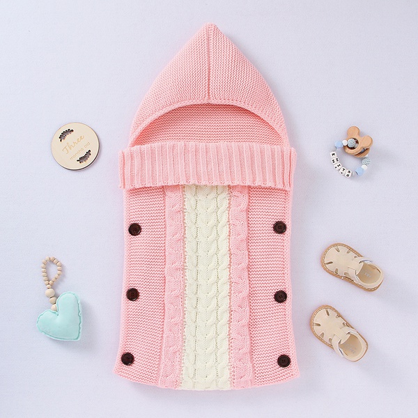 Fashion Warm Soft Baby Blanket Knitted Newborn Swaddle Wrap Infant Sleeping Bag Footmuff Envelope