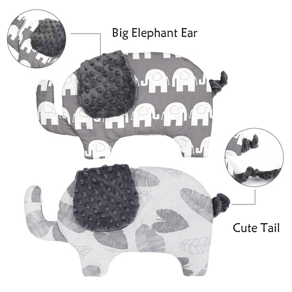 Elephant Shape Cute Baby Pillow Soft Cotton Sleep Pillow