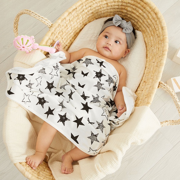 Newborn Baby Cartoon Stars Cotton Swaddle Blanket Girl Boys Infant Swaddle Wrap Summer