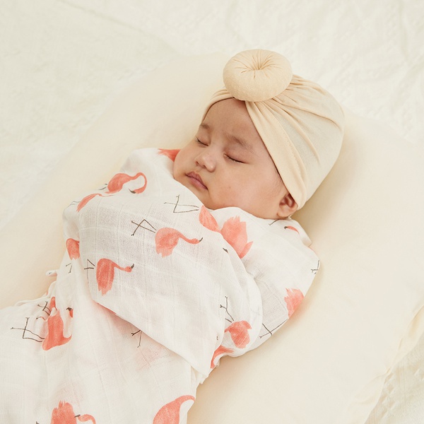 Flamingo Design Kintted Cotton Baby Swaddle Blanket