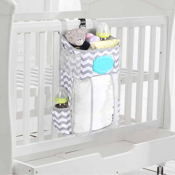 Crib Hanging Storage Bag Baby Essentials Bedding Diaper Storage Organizer