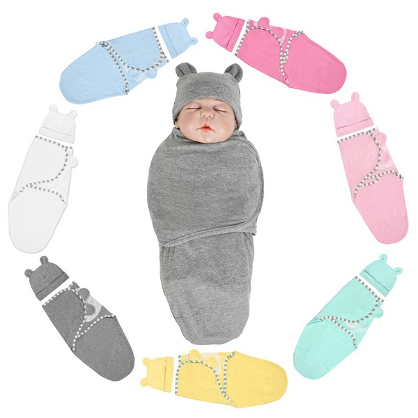 Baby Cotton Swaddle Sleeping Bag and Hat
